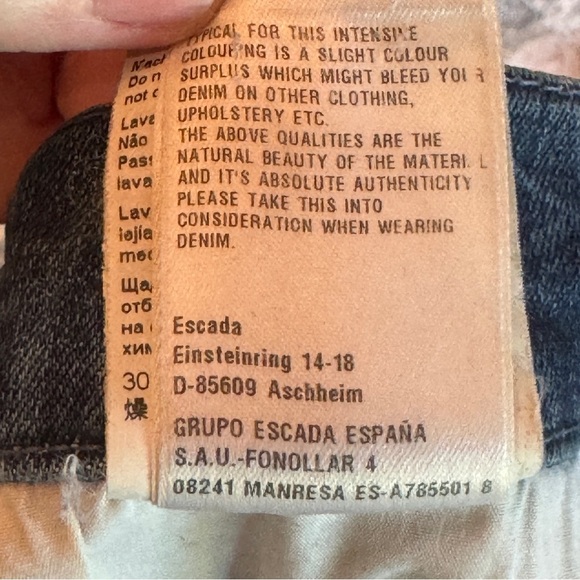 Escada Jeans Women's Size 42 12 Floral Printed Slim Bleach Blue Stretch Artsy - Picture 14 of 15